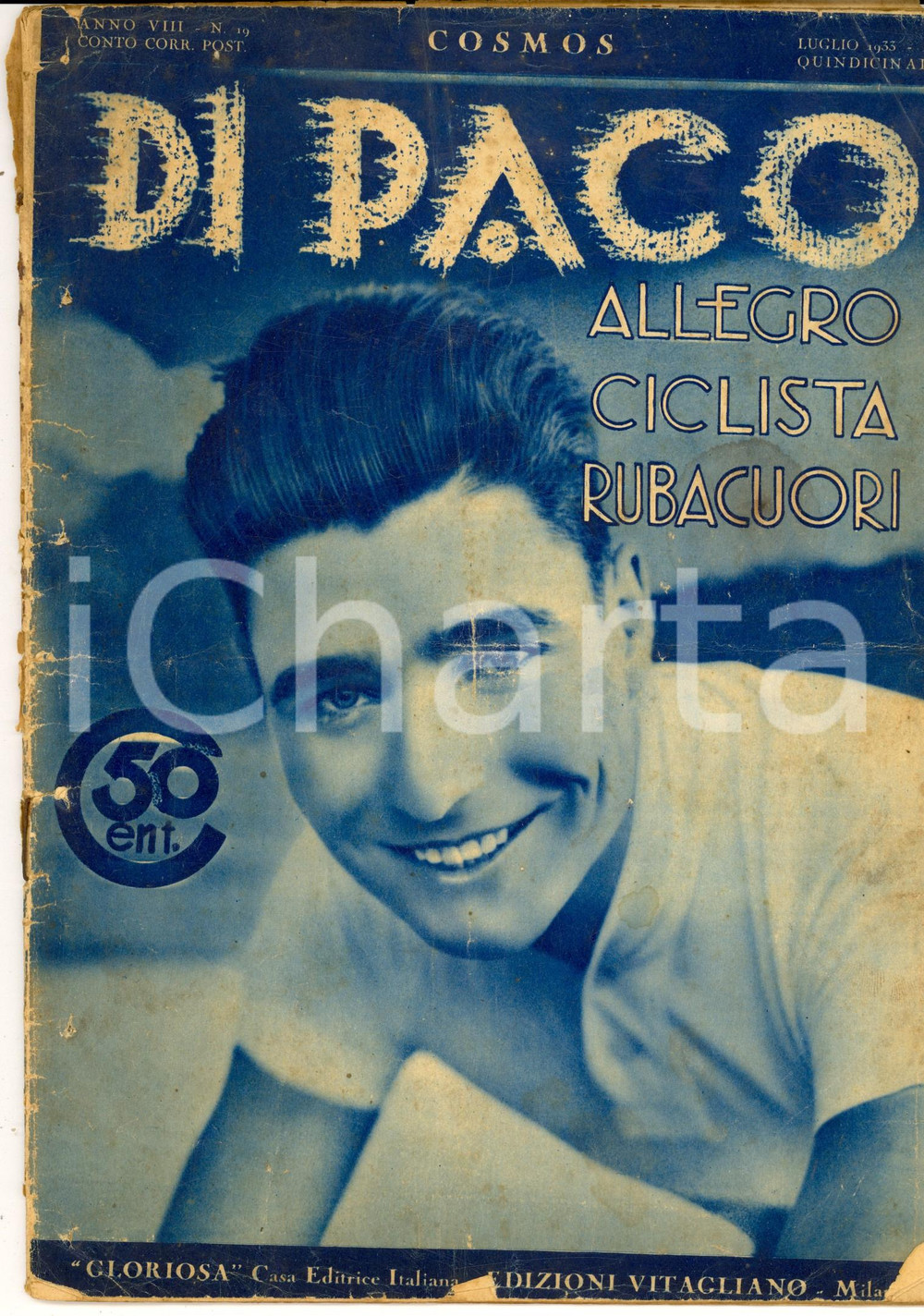Giornale, rivista storica 1933 CICLISMO Raffaele DI PACO Allegro rubacuori Rivista nÂ° 26 DANNEGGIATA 1
