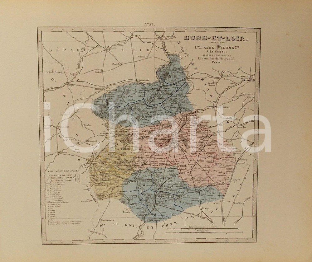 1870 ca Grand Atlas Départemental de la France - Eure-et-Loir *Ed. PILON Tav. 31