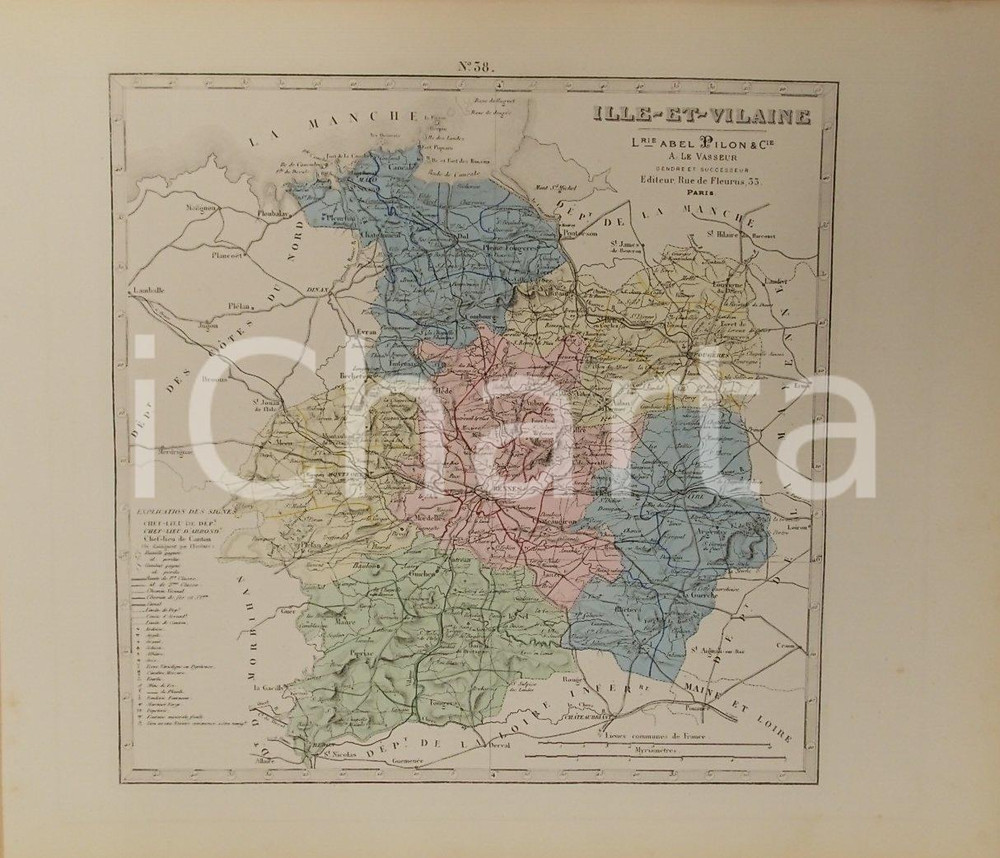 Stampa, bozzetto originale 1870 ca Grand Atlas DÃ©partemental de la France  IlleetVilaine PILON Tav. 38 1