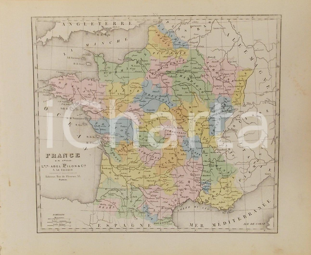 1870 ca Grand Atlas Départemental de la France - France en 1789 *Ed. PILON Tav 2