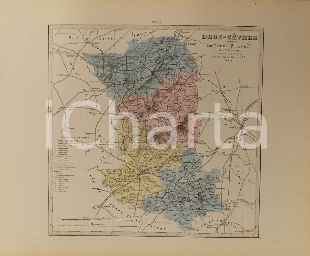 1870 ca Grand Atlas Départemental de la France - Deux-Sèvres *Ed. PILON Tav. 83