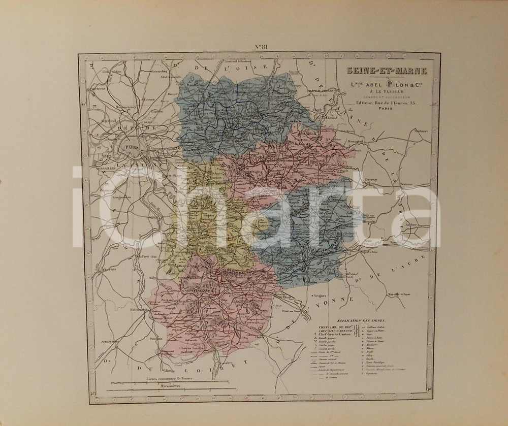 Stampa, bozzetto originale 1870 ca Grand Atlas DÃ©partemental de la France  SeineetMarne PILON Tav. 81 1