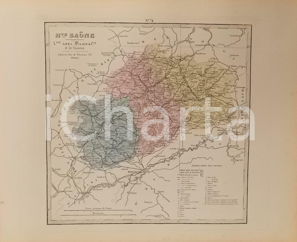 1870 ca Grand Atlas Départemental de la France - Haute Saône *Ed. PILON Tav. 74