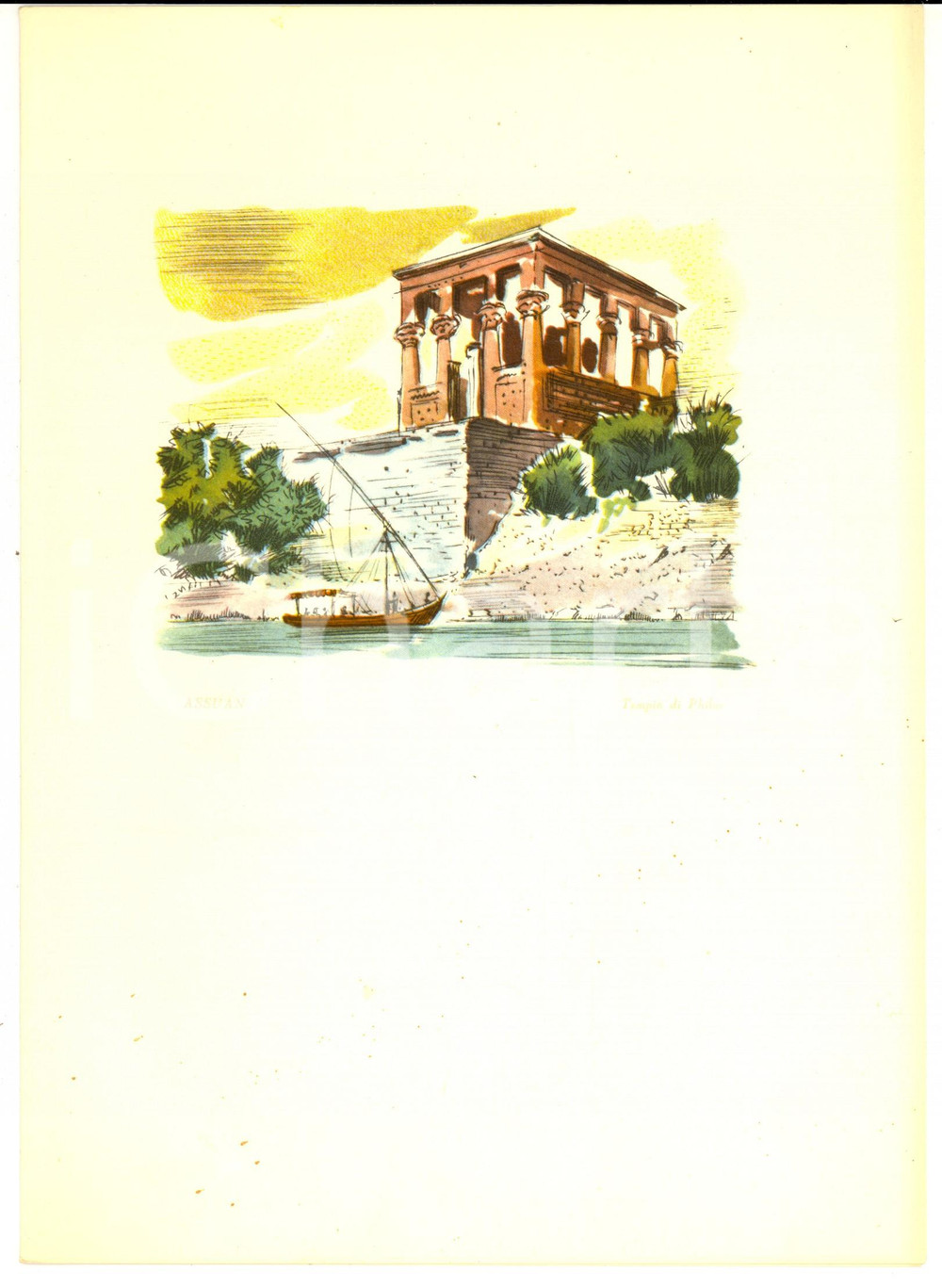 Oggetto da collezione cartaceo 1956 SocietÃ  Navigazione ADRIATICA Motonave ESPERIA MenÃ¹  Tempio ASSUAN 1