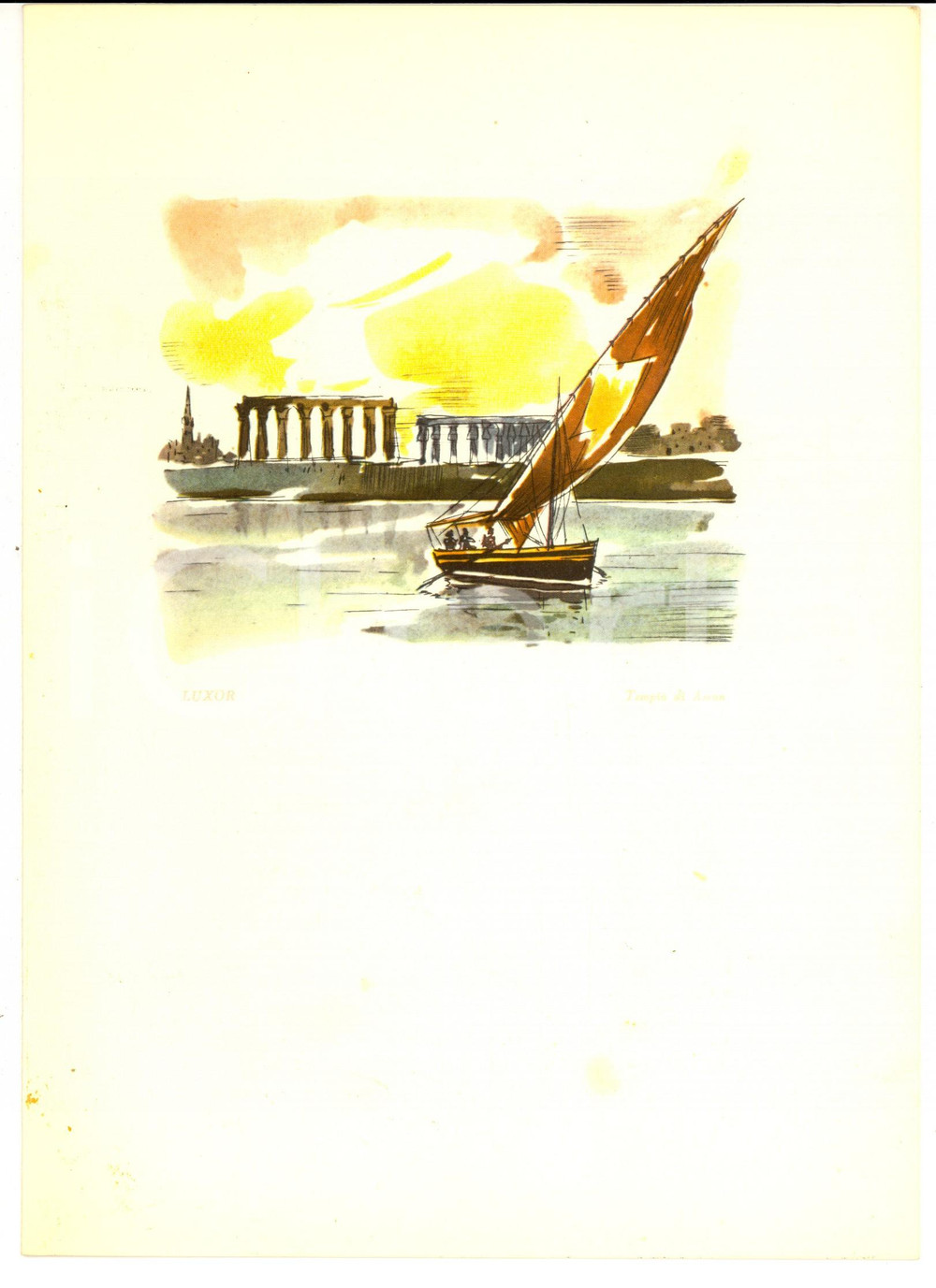 Oggetto da collezione cartaceo 1956 SocietÃ  Navigazione ADRIATICA Motonave ESPERIA MenÃ¹  Tempio Amon a LUXOR 1