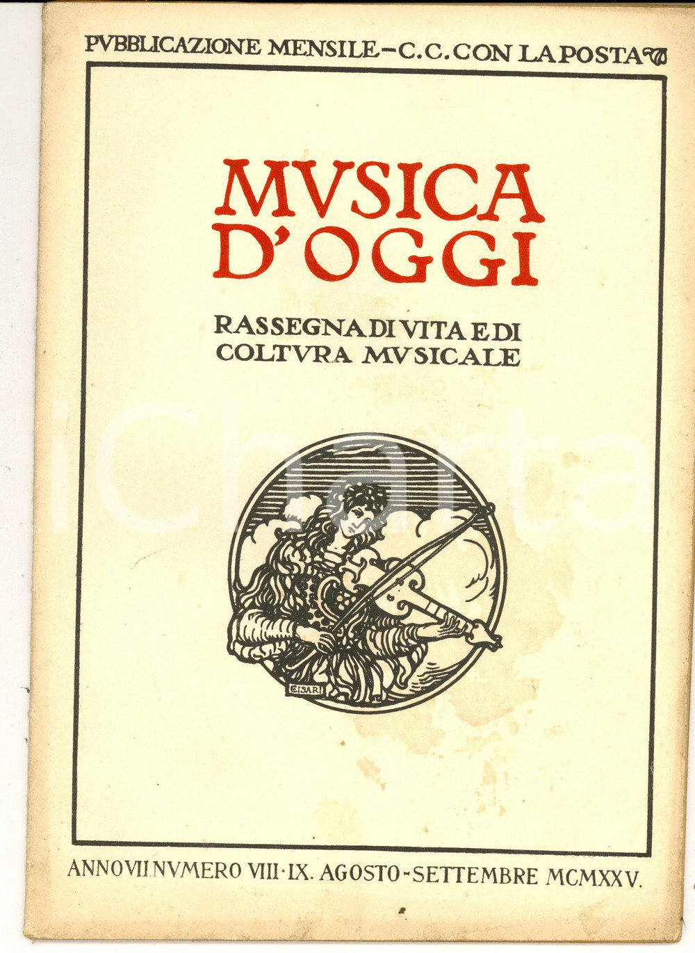 Giornale, rivista storica 1925 MUSICA D OGGI Canti popolari della LUCCHESIA Rivista anno VII nÂ°9 1