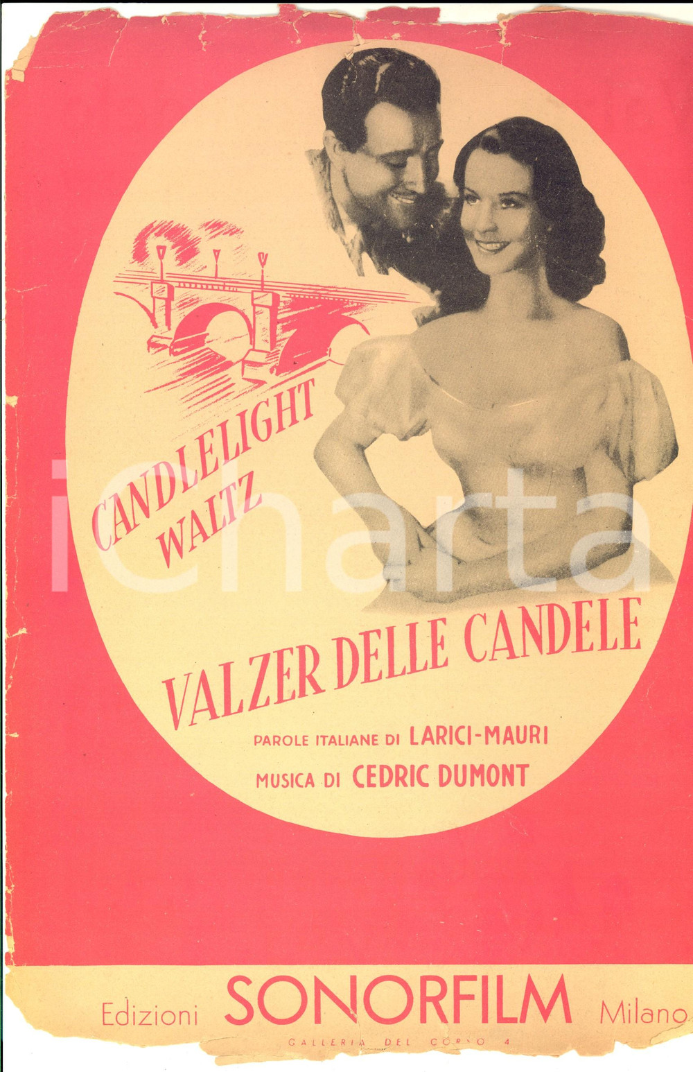 Oggetto da collezione cartaceo 1943 Cedric DUMONT LARICIMAURI Valzer delle candele Spartito SONORFILM 1