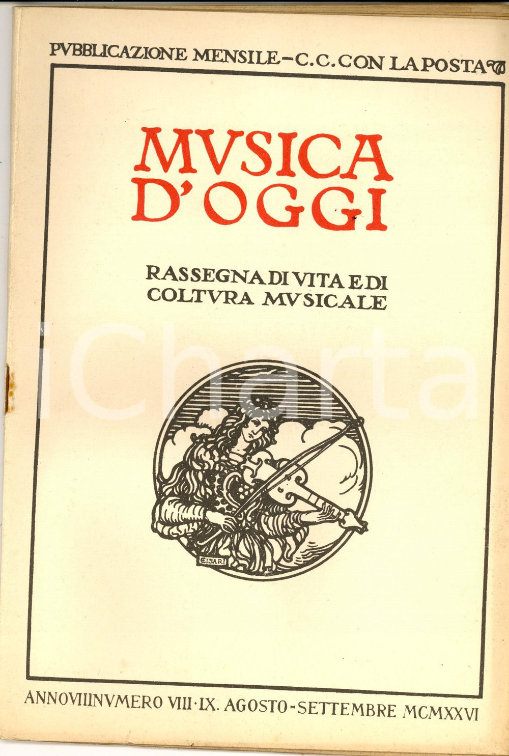 Giornale, rivista storica 1926 MUSICA D OGGI Musica e musicisti in Brasile Rivista anno VIII nÂ°9 1