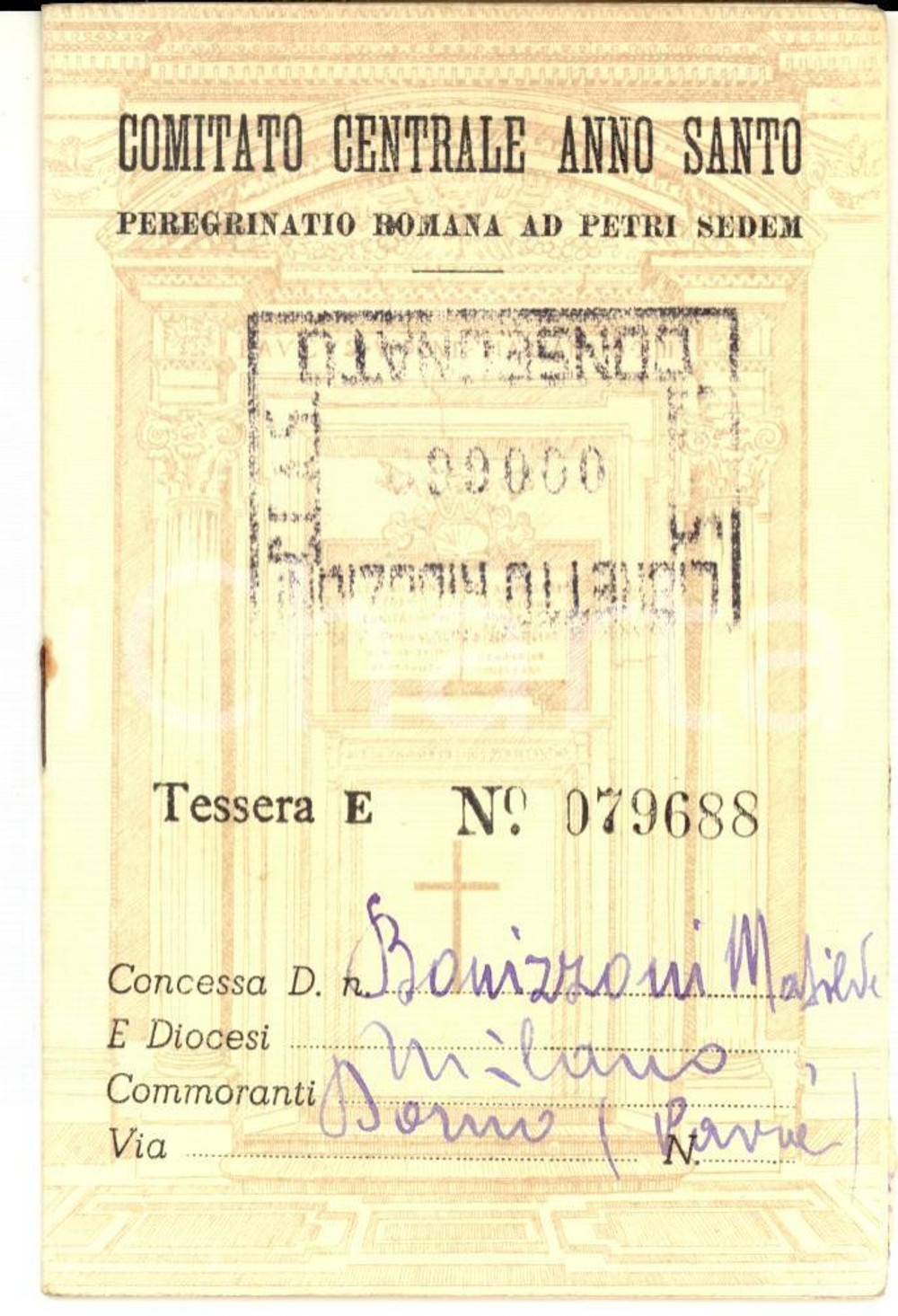 Documento originale, autentico 1950 FERROVIE DELLO STATO Libretto personale pellegrinaggio per ANNO SANTO 1