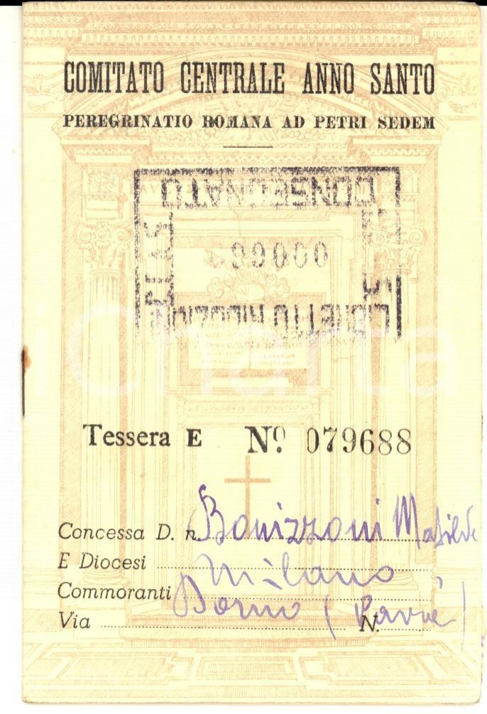 Documento originale, autentico 1950 FERROVIE DELLO STATO Libretto personale pellegrinaggio per ANNO SANTO 1