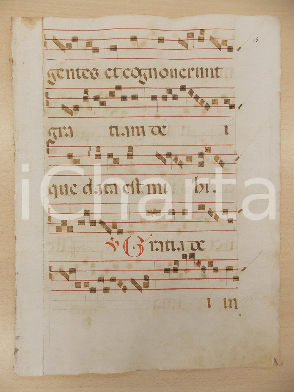 Libro, pubblicazione d epoca 1600 ca ANTIFONARIO ROMANO Pagina manoscritta canti rosso nero Salmo GRATIA DEI 1