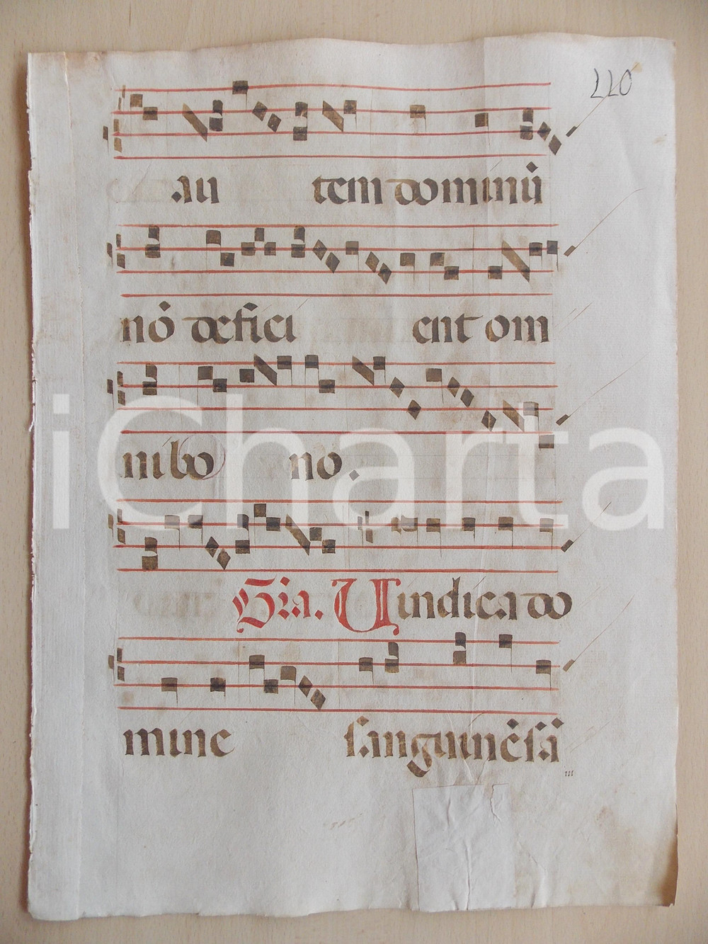 Libro, pubblicazione d epoca 1600 ca ANTIFONARIO ROMANO Pagina manoscritta canti rosso nero Salmo VINDICA 1