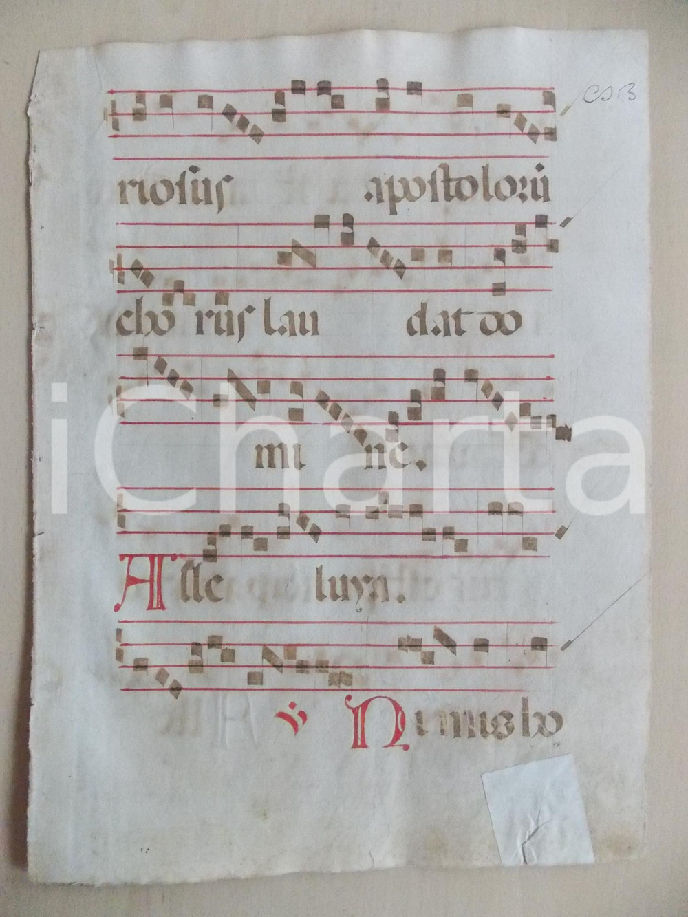 Libro, pubblicazione d epoca 1600 ca ANTIFONARIO ROMANO Pagina manoscritta rosso nero Salmo NIMIS HONORA 1