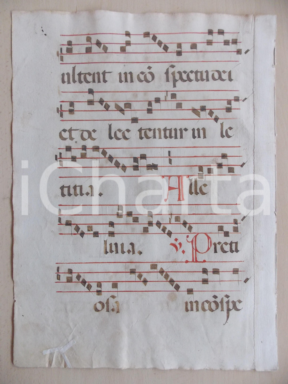 Libro, pubblicazione d epoca 1600 ca ANTIFONARIO ROMANO Pagina manoscritta canti rosso e nero Salmo PRETIOSA 1