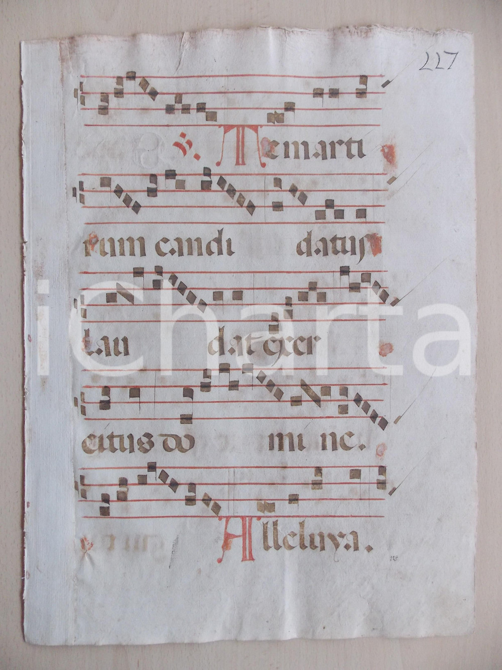 Libro, pubblicazione d epoca 1600 ca ANTIFONARIO ROMANO Pagina manoscritta canti rosso nero Salmo TE MARTYRUM 1