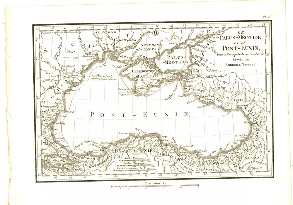 Stampa, bozzetto originale 1830 Anacharsis en GrÃ¨ce  PalusMÃ©otide et PontEuxin Gravure TARDIEU pl. 6 1