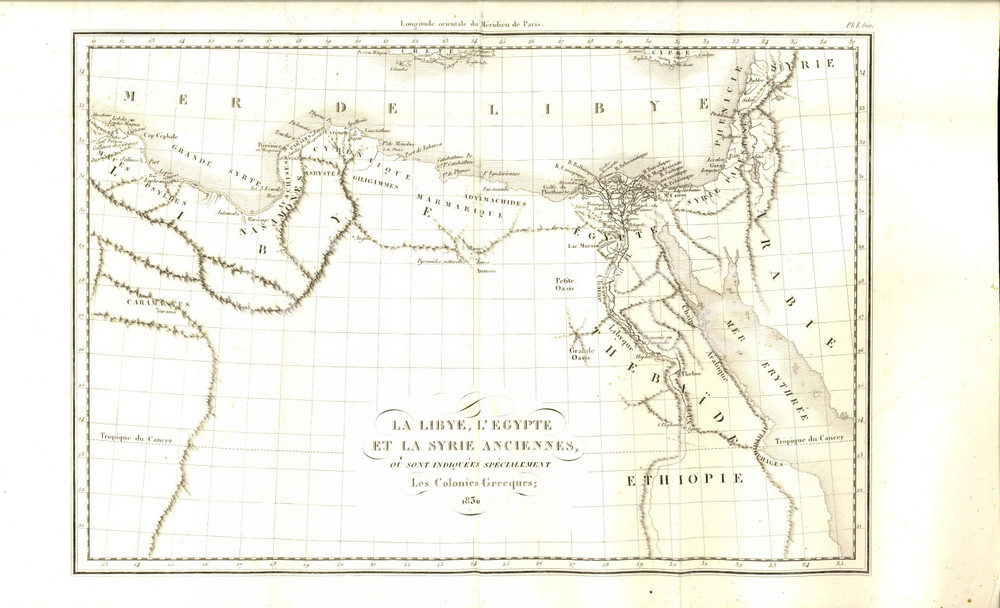 Stampa, bozzetto originale 1830 Anacharsis en GrÃ¨ce  LYBYE EGYPTE SYRIE anciennes Gravure pl. 1 bis 1