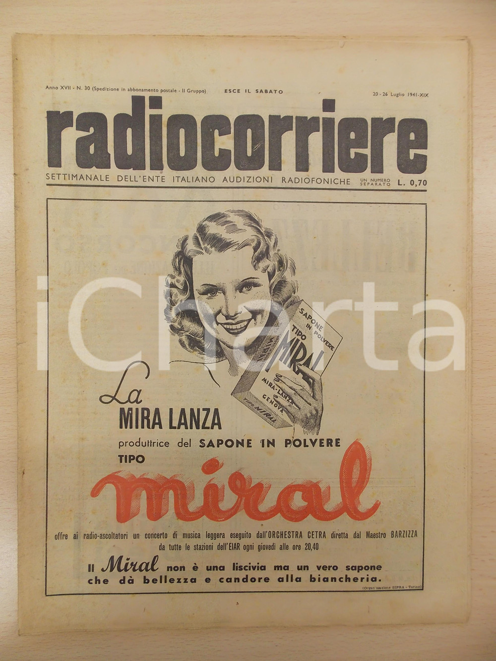 Giornale, rivista storica 1941 RADIOCORRIERE Concerto a Roma pro feriti di guerra Rivista anno XVII nÂ°30 1