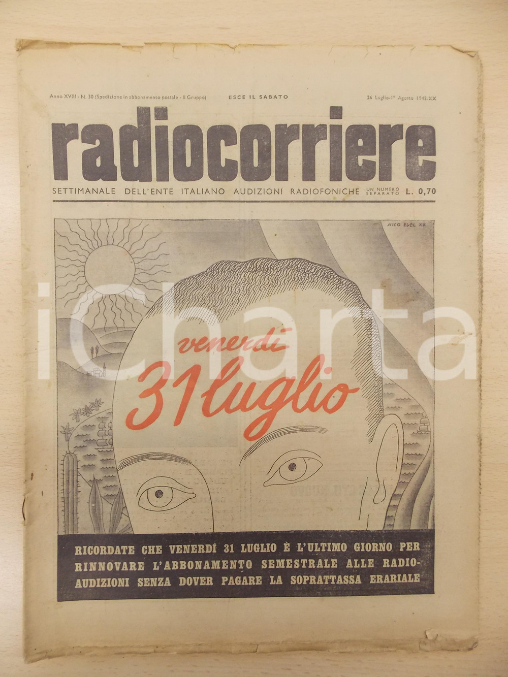 Giornale, rivista storica 1942 RADIOCORRIERE EIAR Truppe italiane a MARSA MATRUH Rivista anno XVIII nÂ°30 1