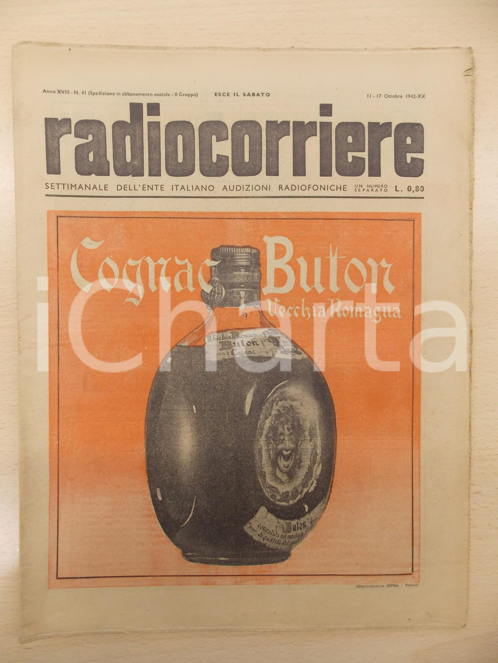 Giornale, rivista storica 1942 RADIOCORRIERE La celebrazione della leva fascista Rivista anno XVIII nÂ°41 1