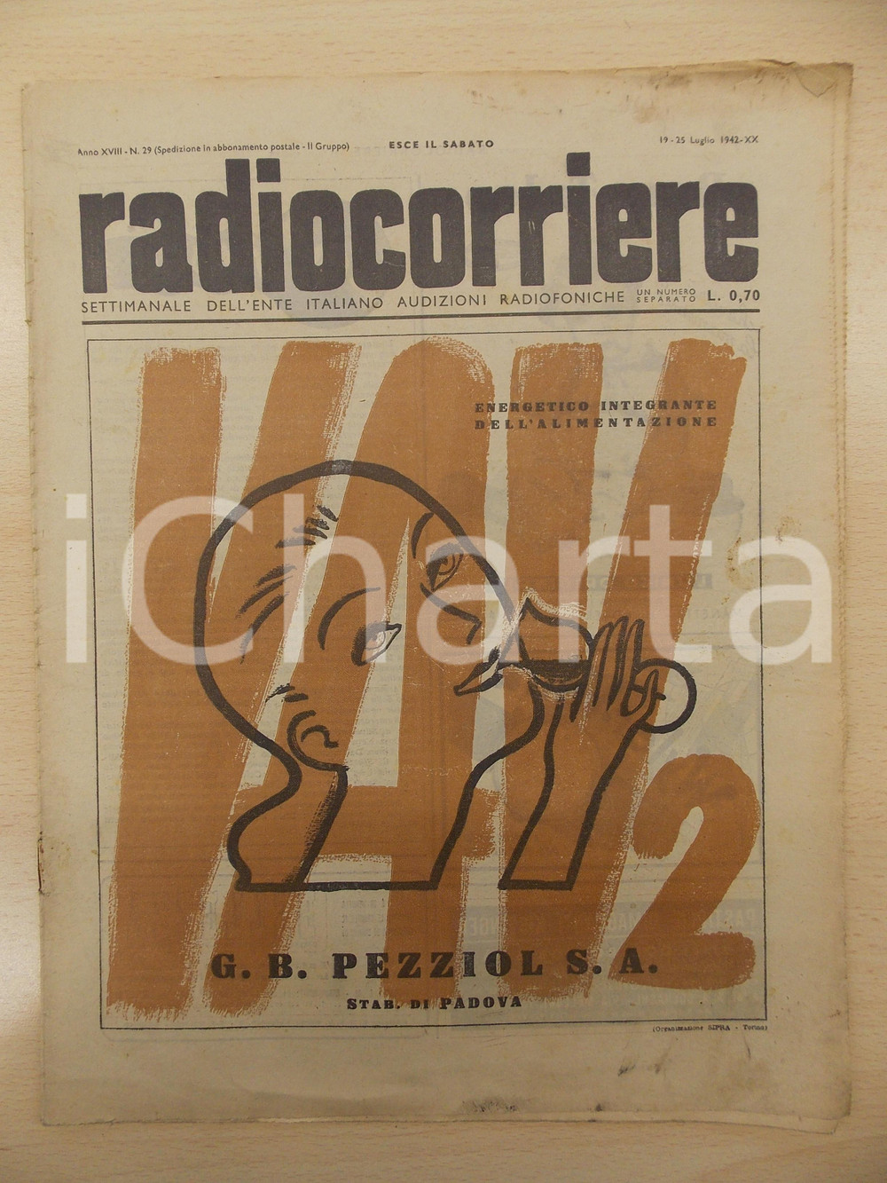 Giornale, rivista storica 1942 RADIOCORRIERE EIAR Sulla morte dell ammiraglio CARACCIOLO Anno XVIII nÂ°29 1
