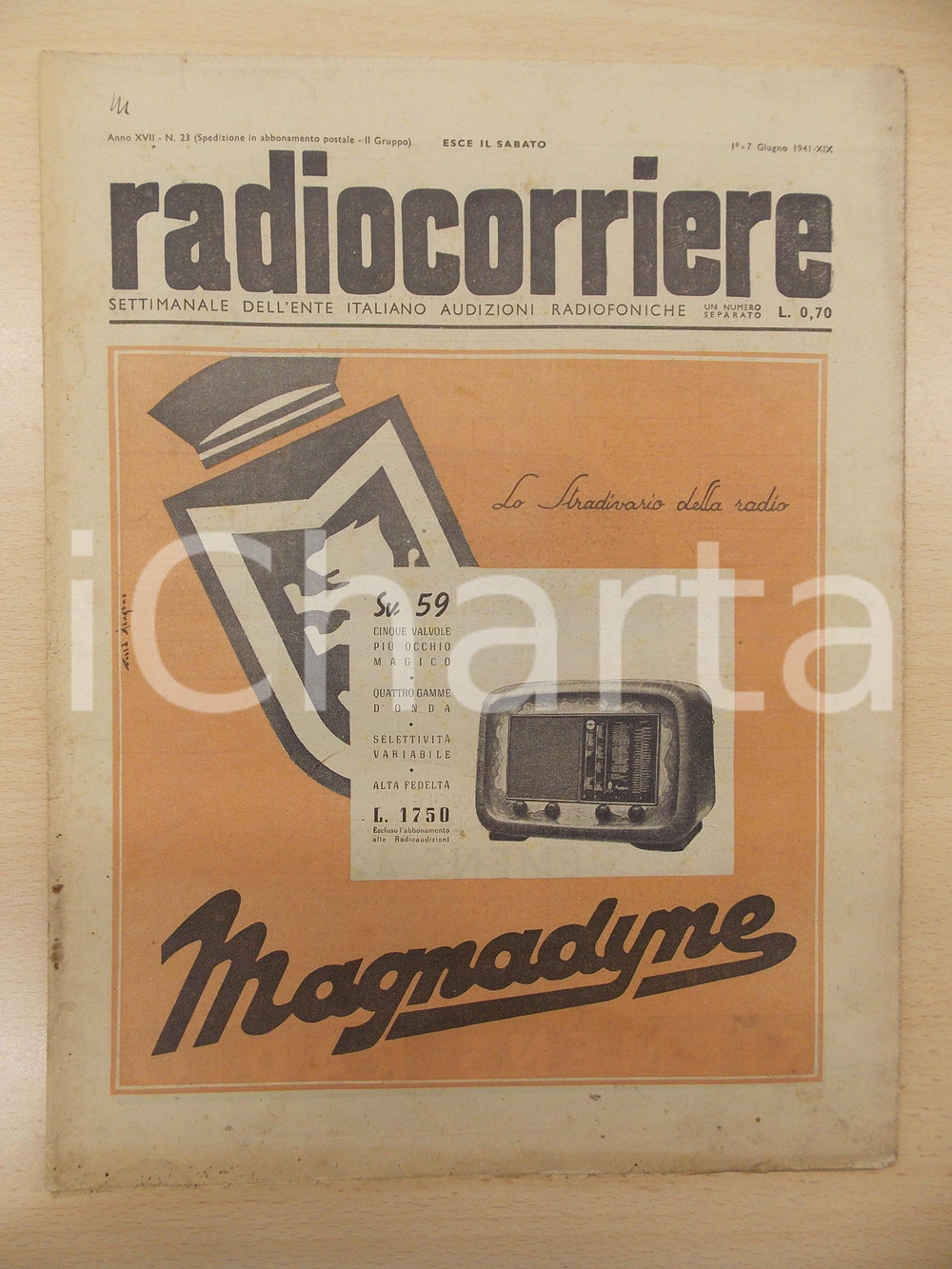 Giornale, rivista storica 1941 RADIOCORRIERE Manifestazione GIL al Foro Mussolini Rivista anno XVII nÂ°23 1