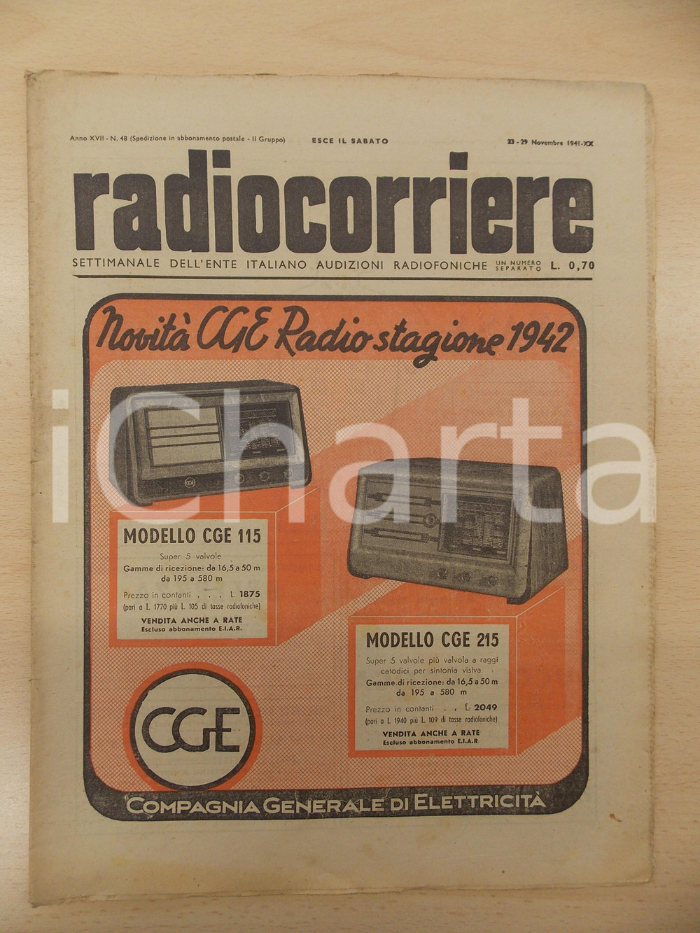 Giornale, rivista storica 1941 RADIOCORRIERE Caduta di Yalta e guerra in Crimea Rivista anno XVII nÂ°48 1