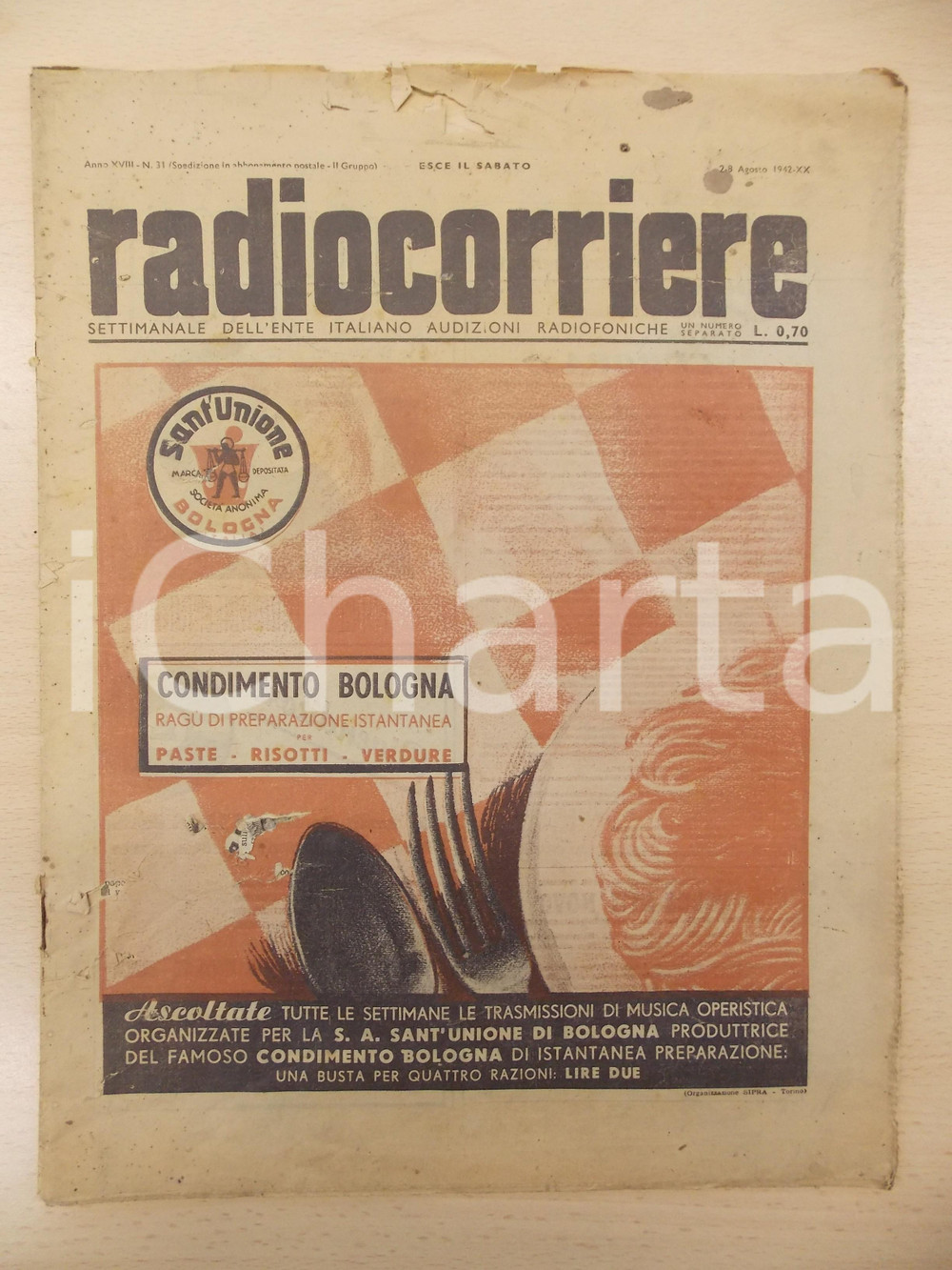 Giornale, rivista storica 1942 RADIOCORRIERE EIAR Orchestra SANTA CECILIA pro combattenti Anno XVIII nÂ°31 1