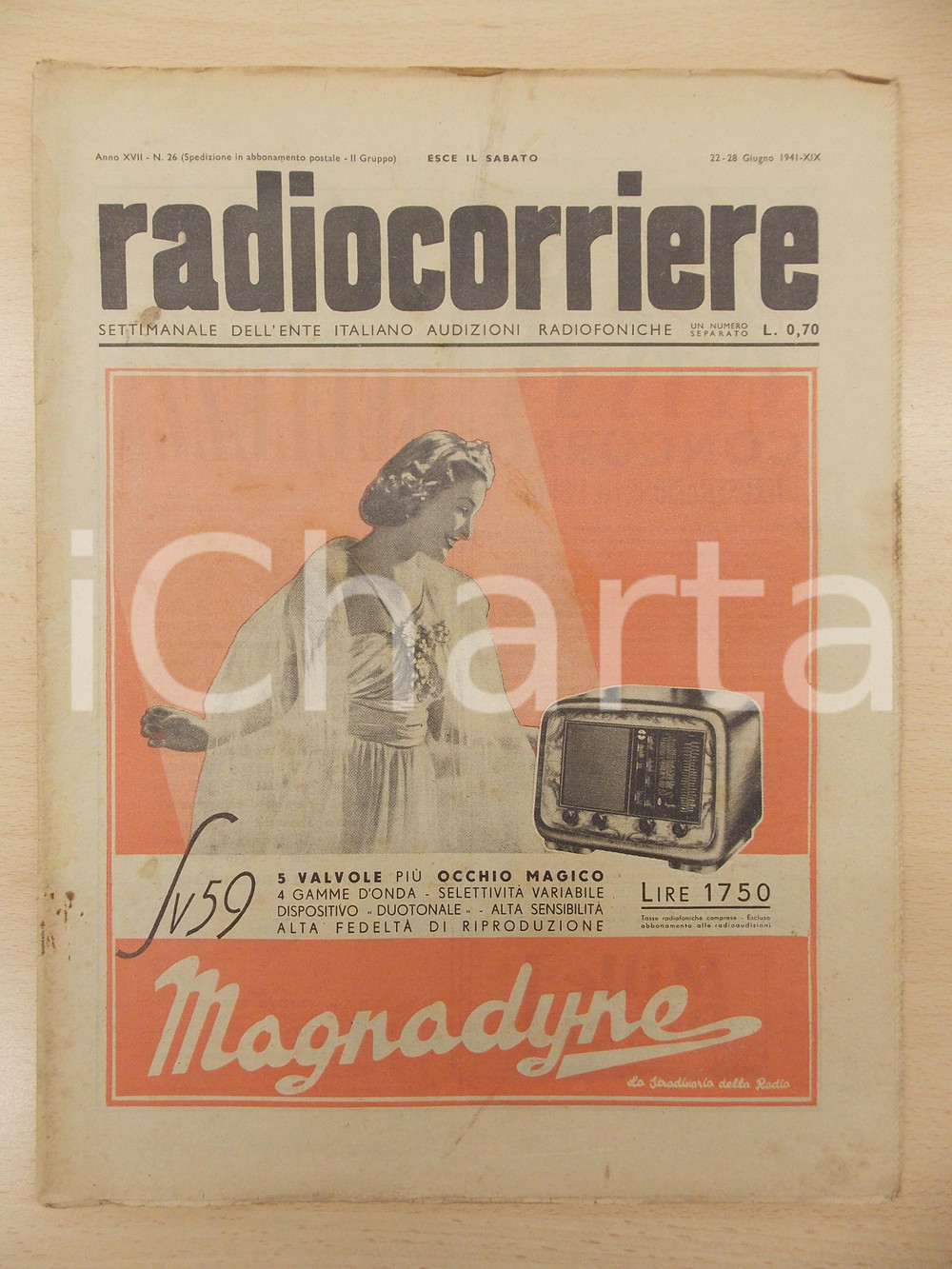Giornale, rivista storica 1941 RADIOCORRIERE EIAR Il cast del BORIS GODUNOV Rivista anno XVII nÂ°26 1