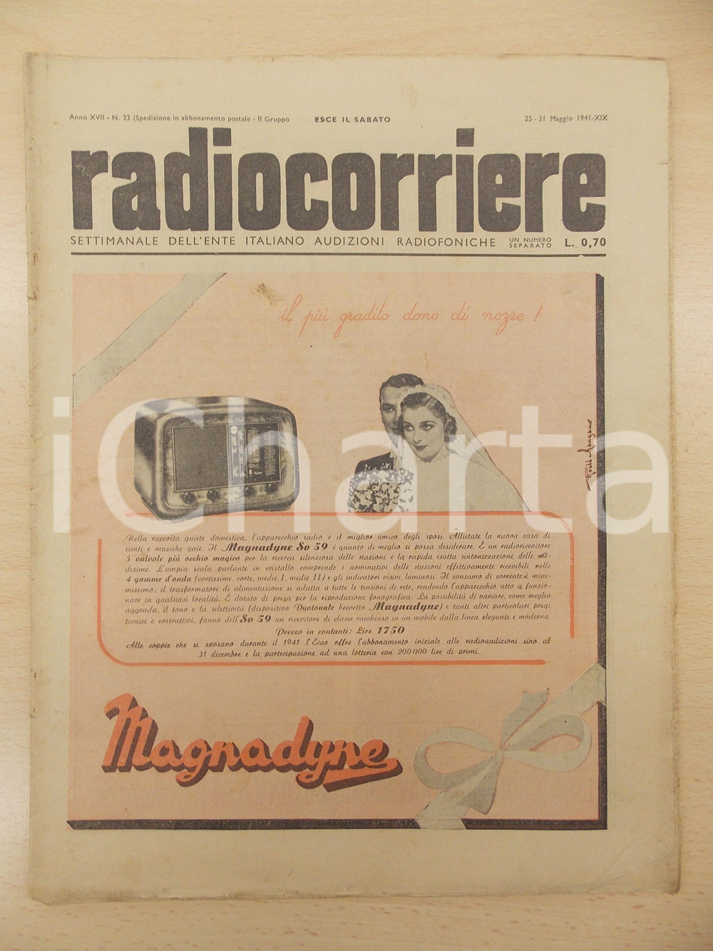 Giornale, rivista storica 1941 RADIOCORRIERE Firma deglia ccordi italocroati Rivista anno XVII nÂ°22 1