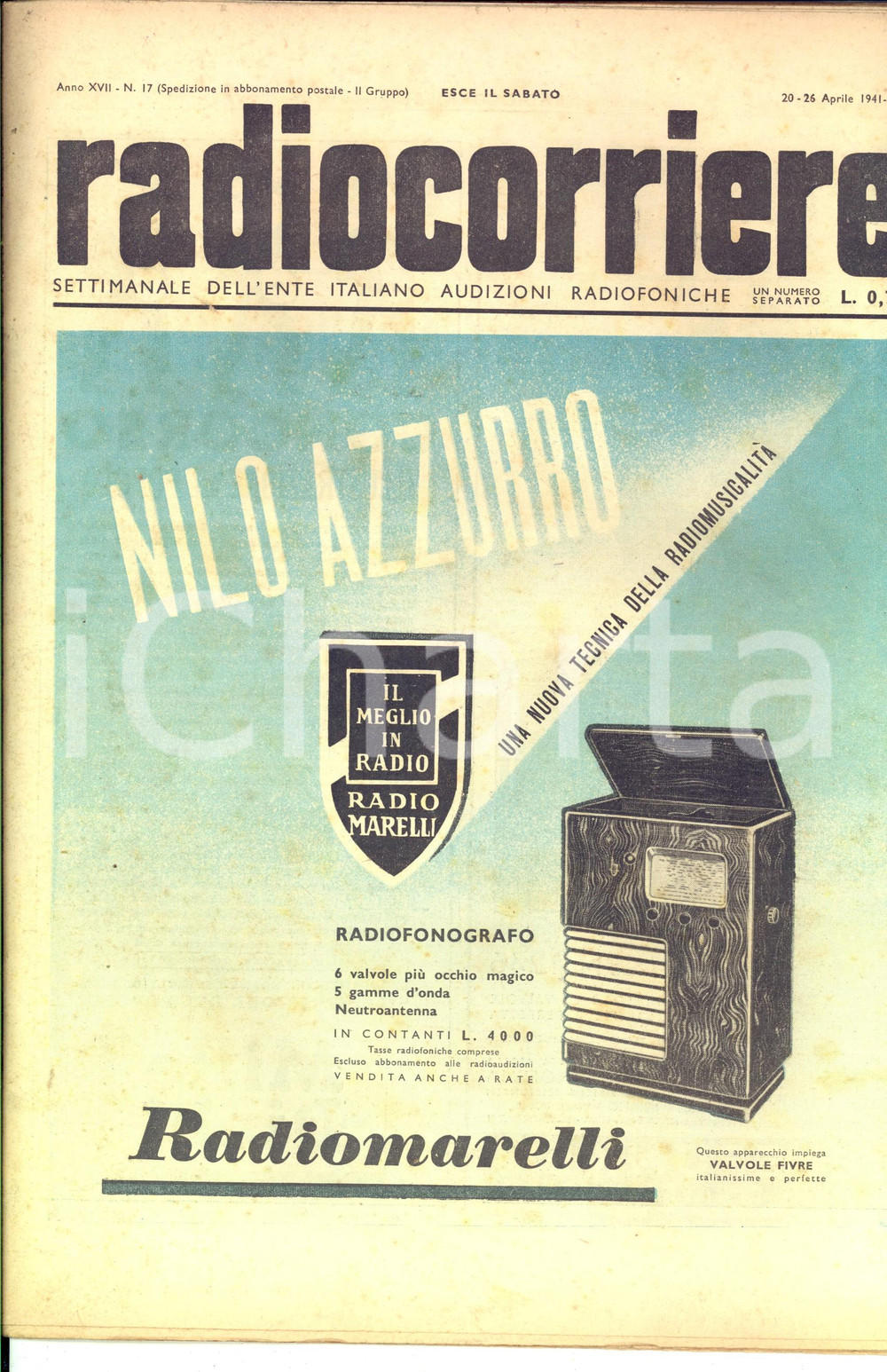 Giornale, rivista storica 1941 RADIOCORRIERE La radio alla Fiera di Milano Rivista anno XVII nÂ°17 1