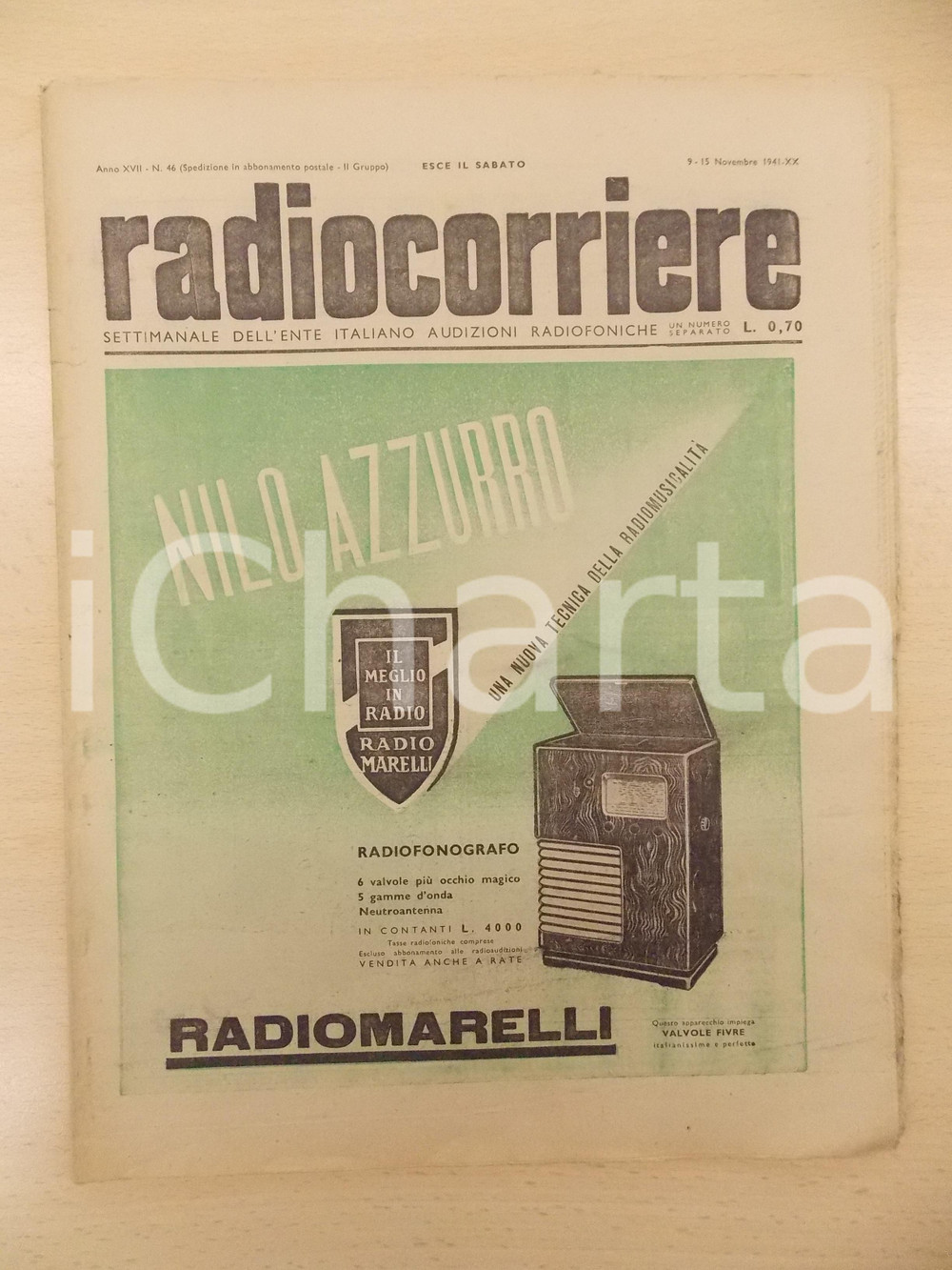 Giornale, rivista storica 1941 RADIOCORRIERE Vittorie italiane sul Mar Nero Rivista anno XVII nÂ°46 1