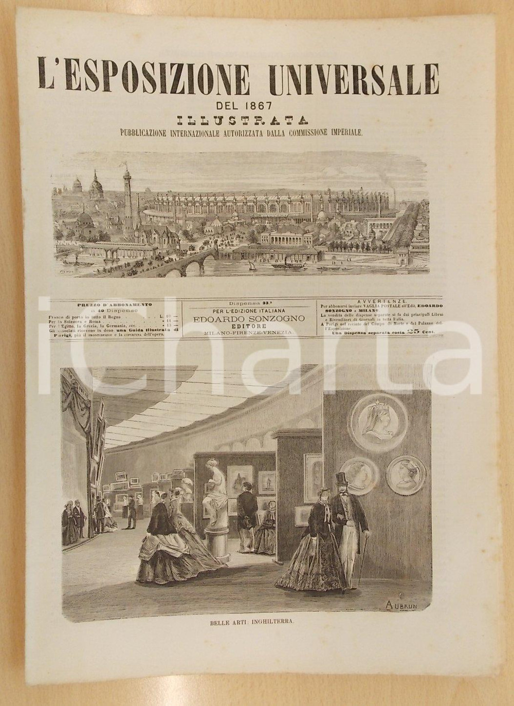 Giornale, rivista storica 1867 L ESPOSIZIONE UNIVERSALE Inaugurazione della galleria italiana Disp. 33 1