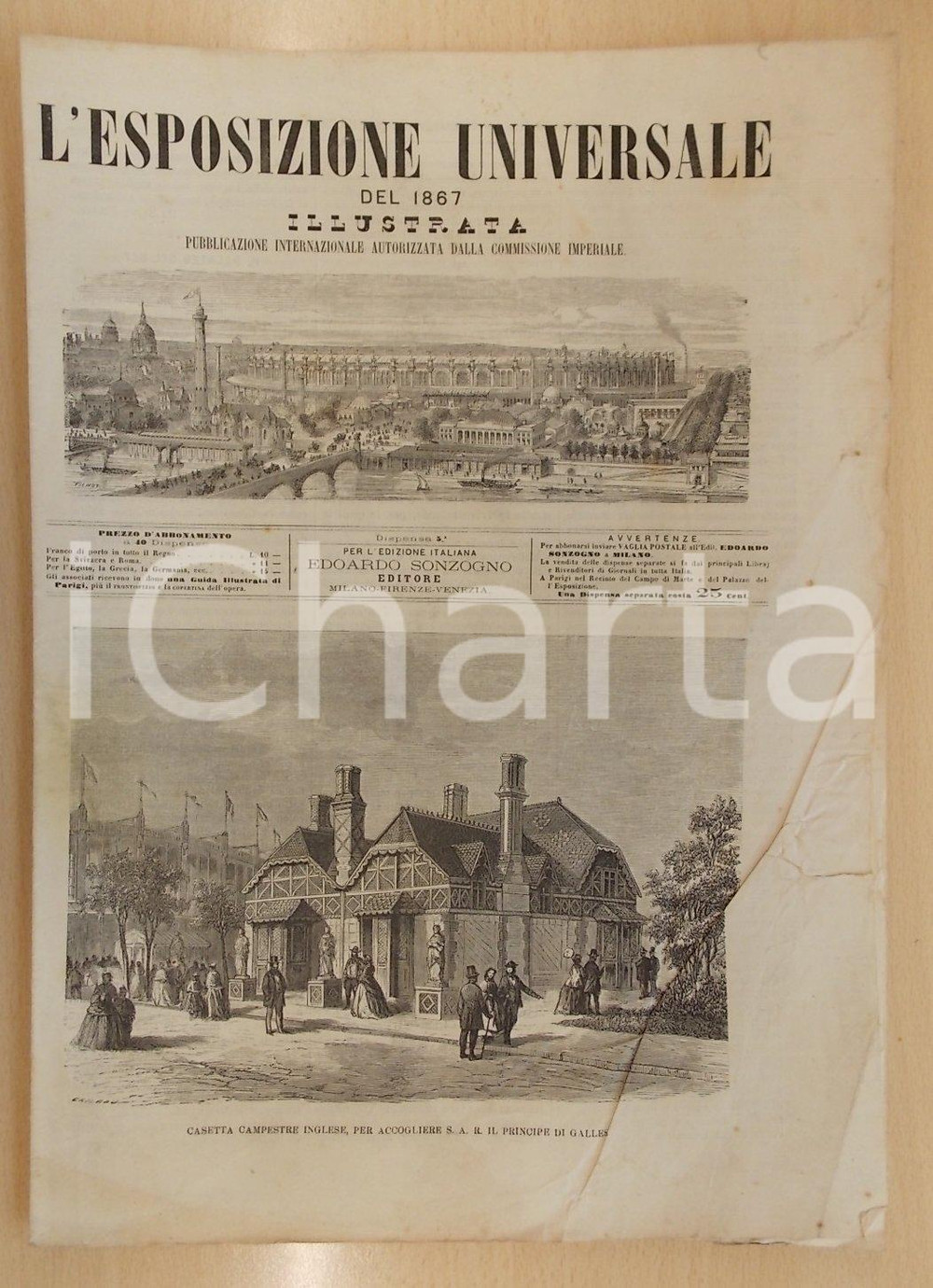 Giornale, rivista storica 1867 L ESPOSIZIONE UNIVERSALE Casetta campestre inglese principe di GALLES nÂ° 5 1