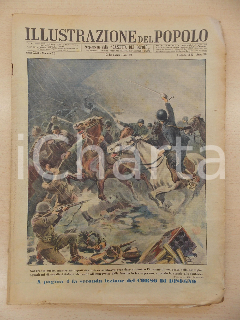 Giornale, rivista storica 1942 ILLUSTRAZIONE DEL POPOLO Bufera sul fronte russo Rivista anno XXII nÂ°32 1