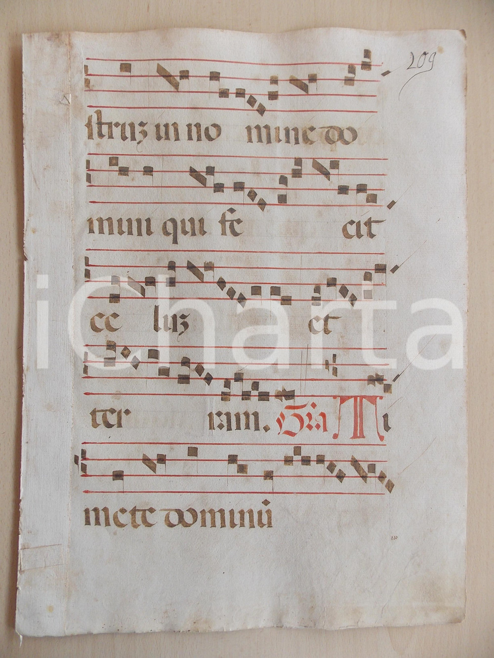 Libro, pubblicazione d epoca 1600 ca ANTIFONARIO ROMANO Pagina manoscritta rosso e nero Salmo TIMETE DOMINUM 1