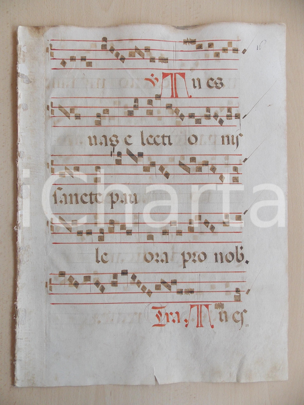 Libro, pubblicazione d epoca 1600 ca ANTIFONARIO ROMANO Pagina manoscritta canti rosso e nero Salmo TU ES VAS 1