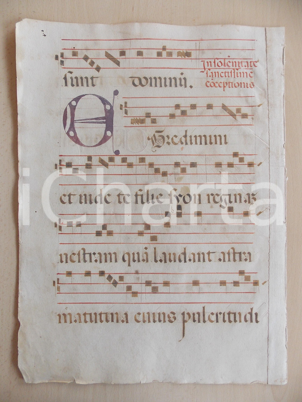 Libro, pubblicazione d epoca 1600 ca ANTIFONARIO ROMANO Pagina manoscritta canti rosso nero Salmo EGREDIMINI 1