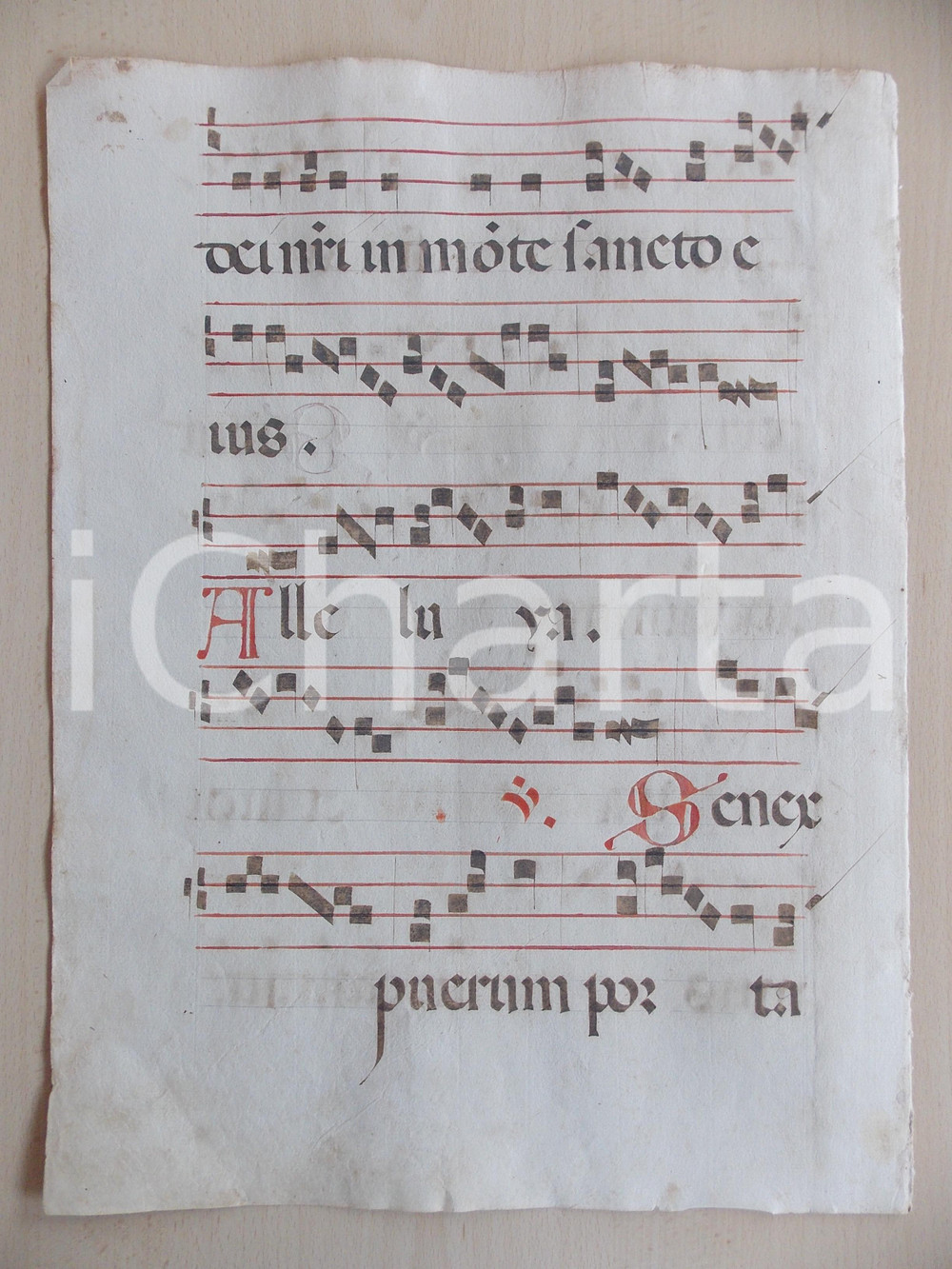 Libro, pubblicazione d epoca 1600 ca ANTIFONARIO ROMANO Pagina manoscritta canti rosso e nero Salmo SENEX 1