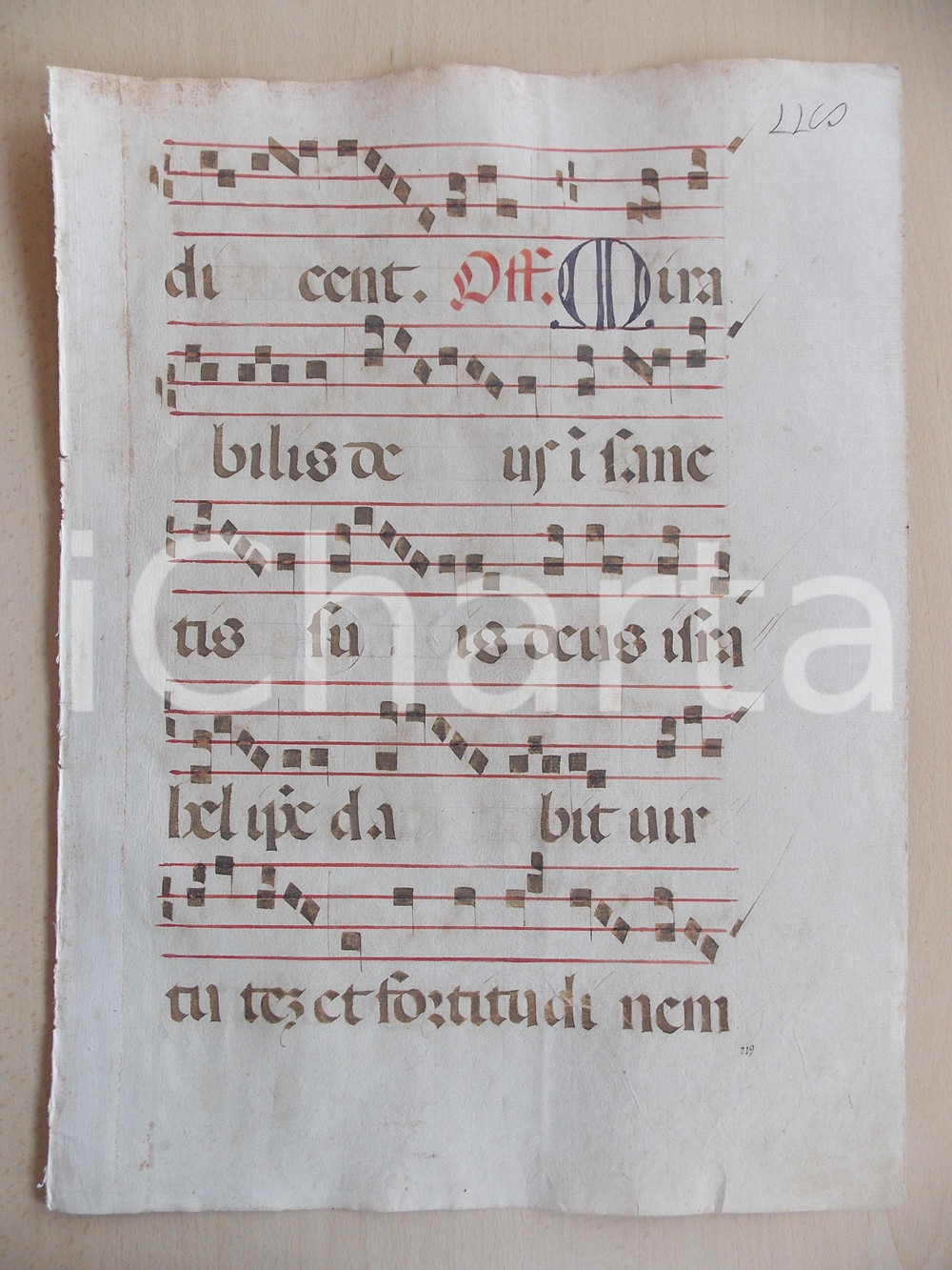 Libro, pubblicazione d epoca 1600 ca ANTIFONARIO ROMANO Pagina manoscritta rosso nero Salmo MIRABILIS DEUS 1