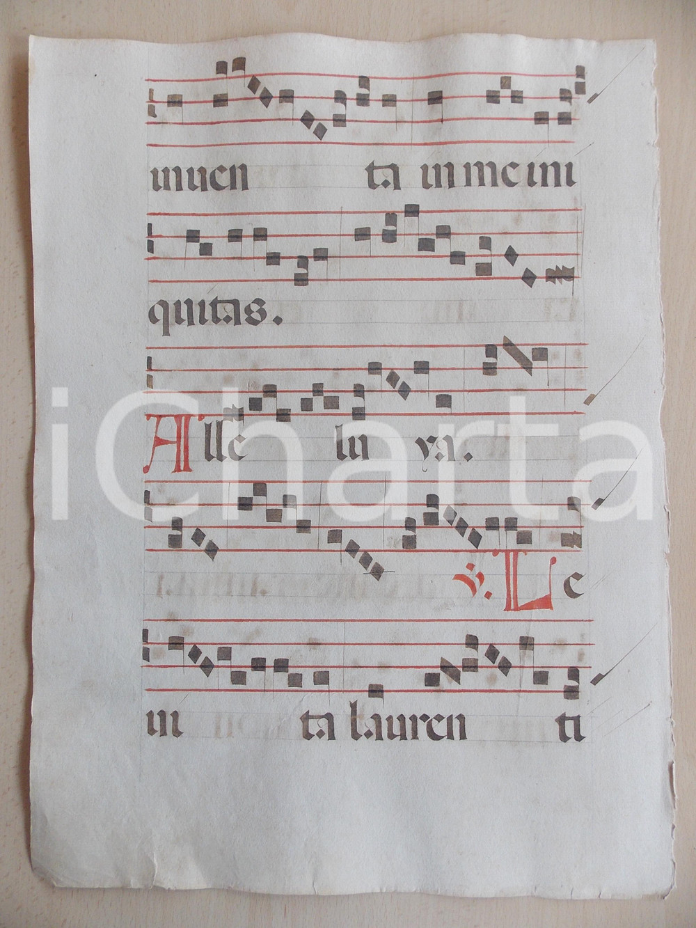 Libro, pubblicazione d epoca 1600 ca ANTIFONARIO ROMANO Pagina manoscritta canti rosso e nero Salmo IGNE 1