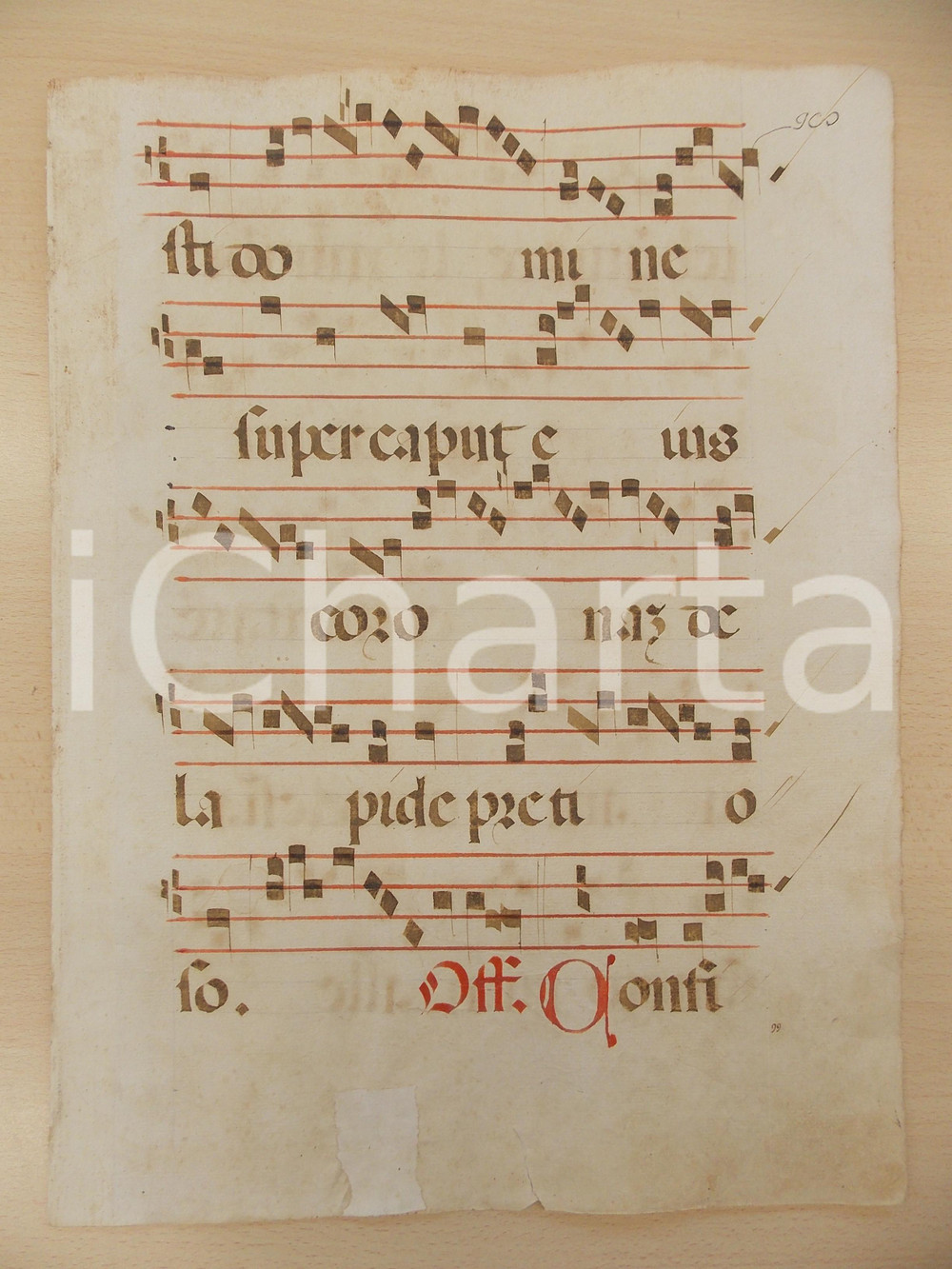 Libro, pubblicazione d epoca 1600 ca ANTIFONARIO ROMANO Pagina manoscritta rosso nero Salmo CONTINEBUNTUR 1