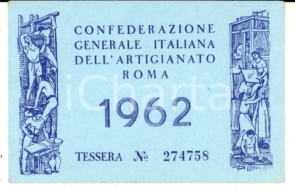 Oggetto da collezione cartaceo 1962 RAVENNA Tessera  Confederazione Generale dell Artigianato 1