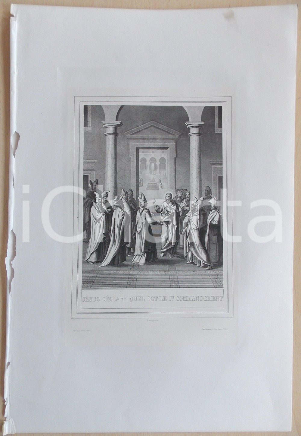 Stampa, bozzetto originale 1853 VIE DE N. S. JESUS CHRIST JÃ©sus dÃ©clare le premier commandament Gravure 1