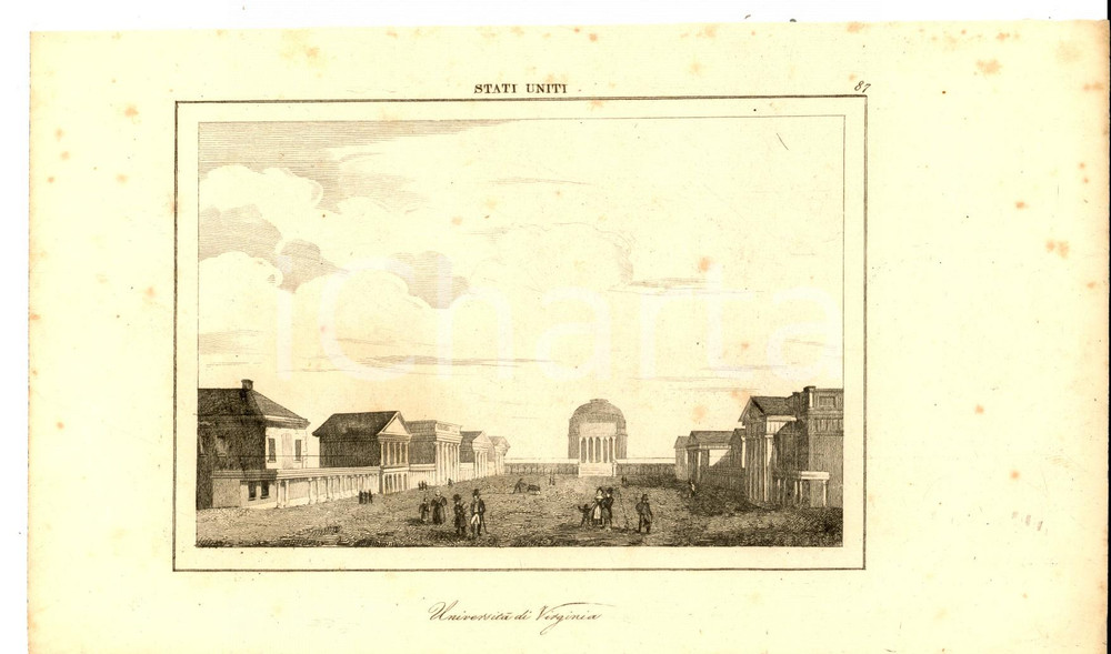 Stampa, bozzetto originale 1830 ca Domeny DE RIENZI Stati Uniti  Università di VIRGINIA Stampa n° 87 1