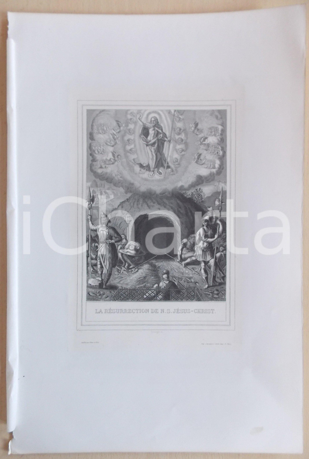 Stampa, bozzetto originale 1853 VIE DE N. S. JESUS CHRIST La rÃ©surrection de N.S. JÃ©sus Christ Gravure 1