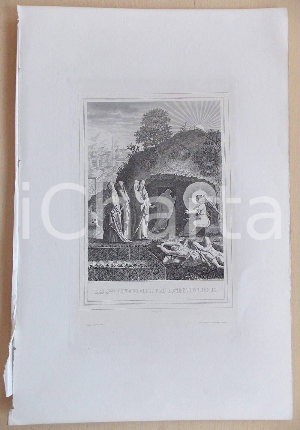 Stampa, bozzetto originale 1853 VIE DE JESUS CHRIST Les saintes femmes allant au tombeau de JÃ©sus Gravure 1