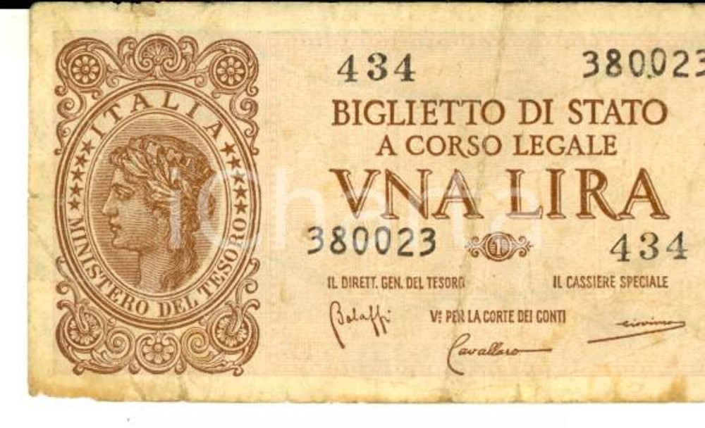1945 ca CARTAMONETA - 1 LIRA - Italia laureata - DECR. 23 - 11 - 1944