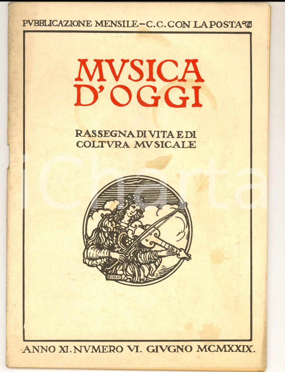 Giornale, rivista storica 1929 MUSICA D OGGI Il Regio Conservatorio di Palermo Rivista anno XI nÂ°6 1