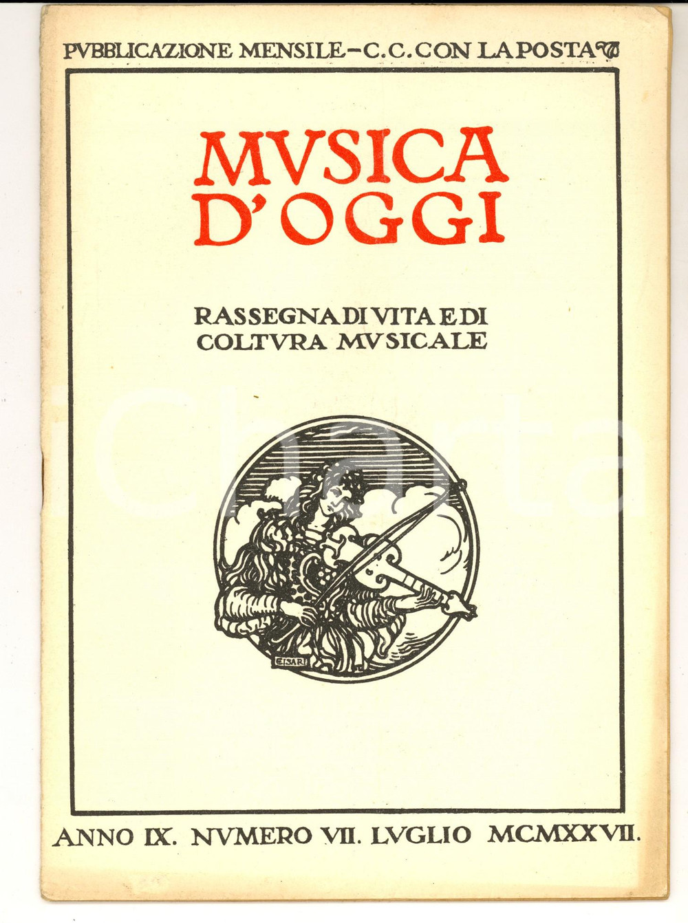 Giornale, rivista storica 1927 MUSICA D OGGI Il musicista Ferdinando BERTONI Rivista anno XI nÂ°7 1